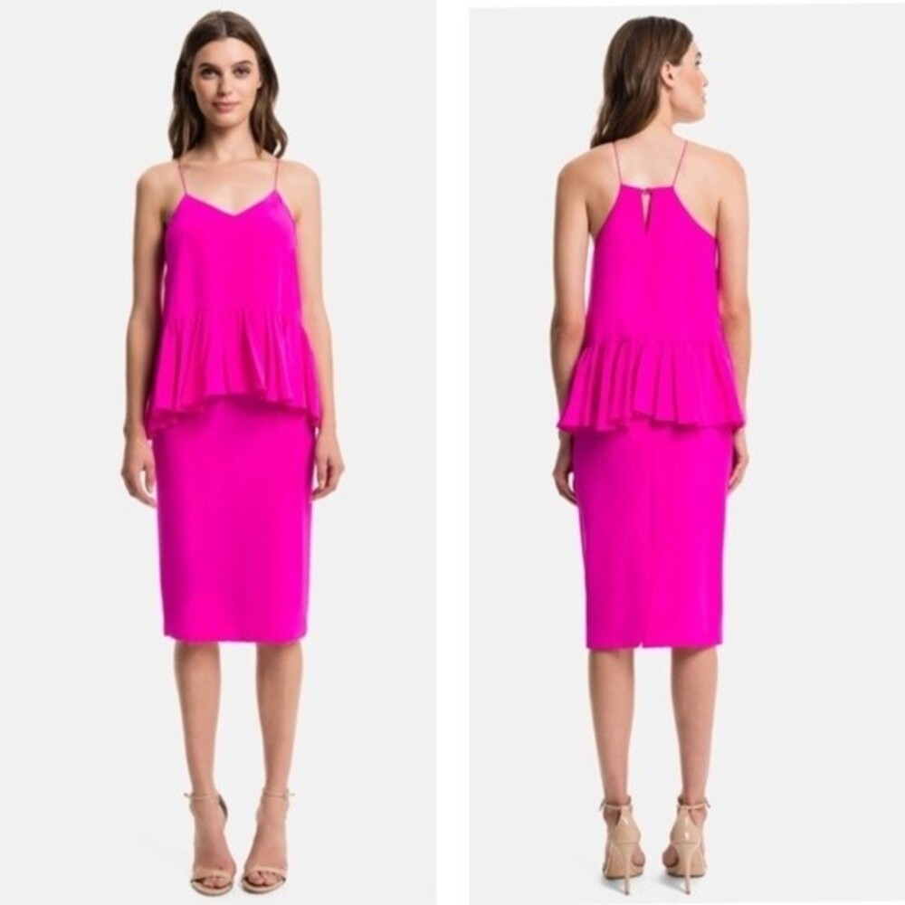 1.STATE Ruffled Hot Pink Midi Dress S - Picture 4 of 10